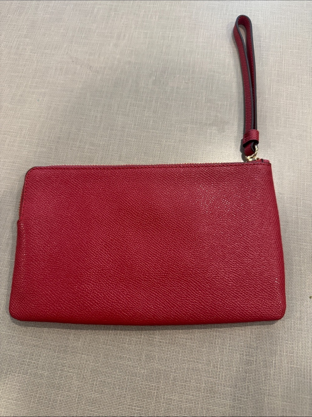 Coach Red Leather Wristlet with Gold Logo - Picture 2 of 4
